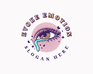 Comic Woman Tear Eye logo design