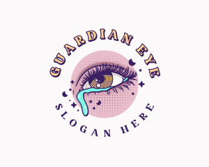 Comic Woman Tear Eye logo design