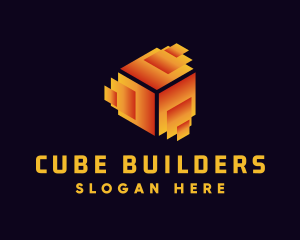 Gradient Cyber Cube logo design