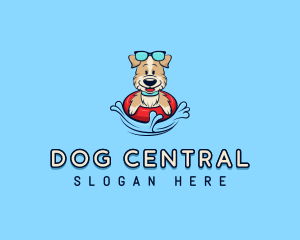 Sunglasses Swimming Dog logo design