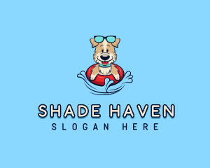 Sunglasses Swimming Dog logo design