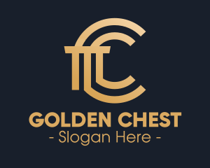 Golden Column Letter C  logo design