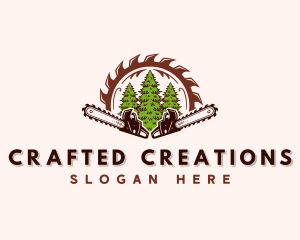 Sawmill Woodwork Chainsaw logo design