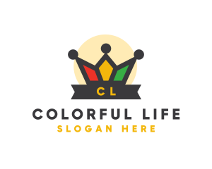 Colorful Polygon Crown  logo design