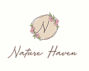 Nature Flower Leaf Wreath logo design