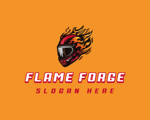 Motorcycle Helmet Flames logo design