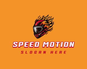 Motorcycle Helmet Flames logo design