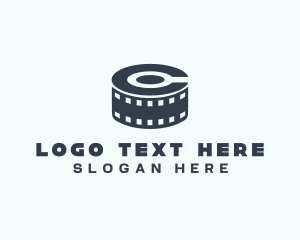 Blue Film Reel Letter C Logo