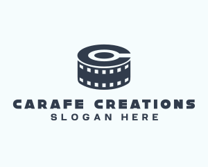 Blue Film Reel Letter C logo design