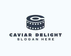 Blue Film Reel Letter C logo design