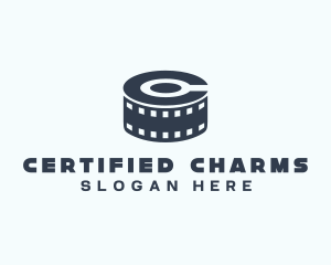 Blue Film Reel Letter C logo design