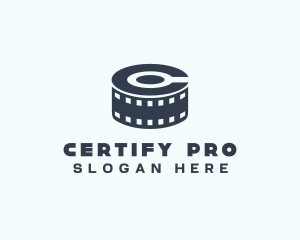 Blue Film Reel Letter C logo design