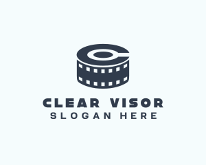 Blue Film Reel Letter C logo design