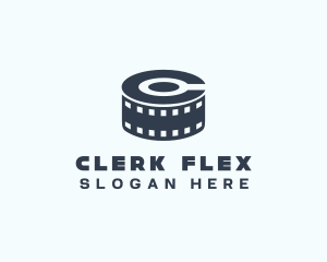 Blue Film Reel Letter C logo design