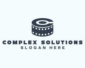 Blue Film Reel Letter C logo design