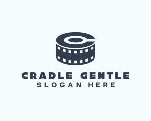 Blue Film Reel Letter C logo design