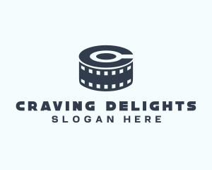 Blue Film Reel Letter C logo design