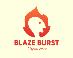 Orange Flame Human logo design