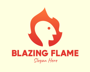 Orange Flame Human logo design