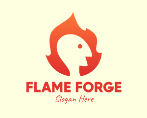 Orange Flame Human logo design