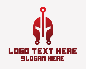 Technological - Red Spartan Helmet logo design