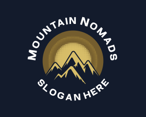 Mountain Halftone Sun logo design