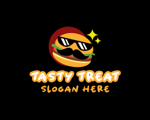 Mustache Burger Food logo design