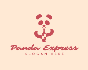 Panda Bottle Drink logo design