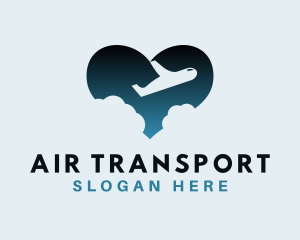 Heart Airplane Clouds logo design