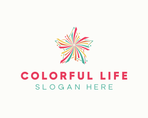 Colorful Festive Star Firework logo design