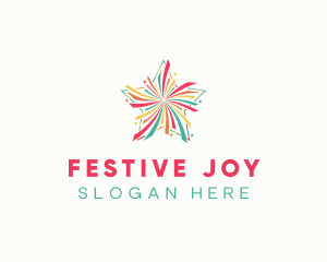 Colorful Festive Star Firework logo design