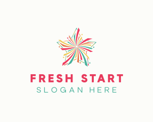 Colorful Festive Star Firework logo design