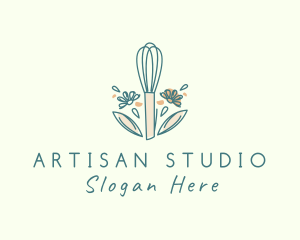 Organic Flower Whisk  logo design