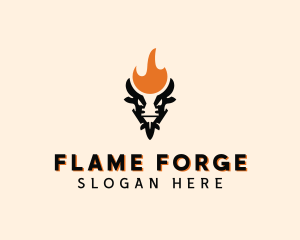 Cow Flame Barbecue logo design