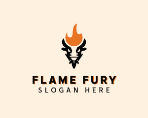 Cow Flame Barbecue logo design