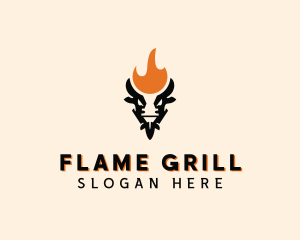 Cow Flame Barbecue logo design