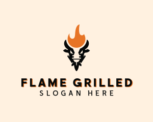 Cow Flame Barbecue logo design