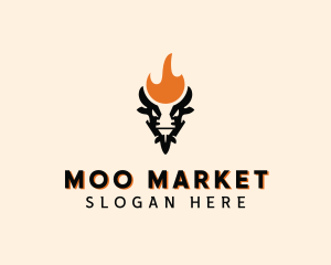 Cow Flame Barbecue logo design