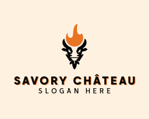 Cow Flame Barbecue logo design