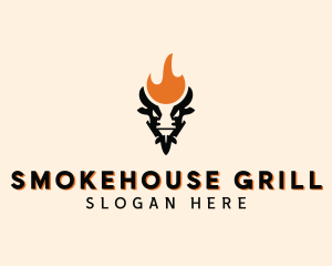 Cow Flame Barbecue logo design