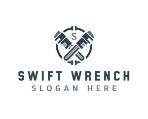 Pipe Wrench Plumbing logo design