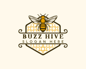 Honeycomb Flying Bee logo design