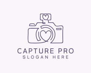 Camera Heart Lens logo design