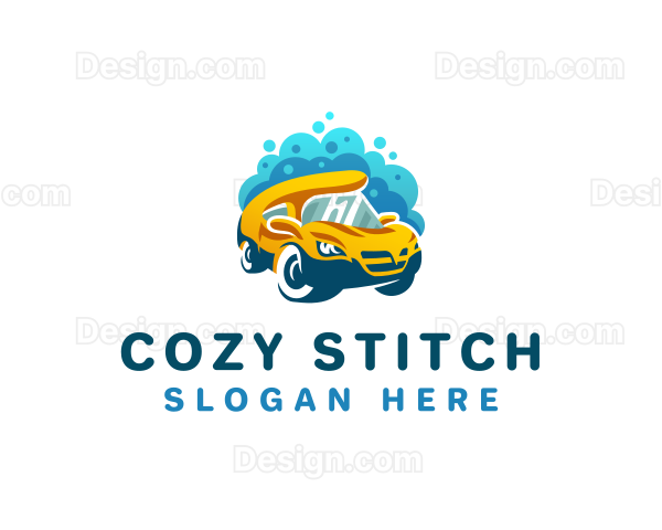 Car Wash Cleaning Bubbles Logo