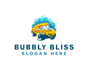 Car Wash Cleaning Bubbles logo design