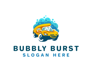 Car Wash Cleaning Bubbles logo design