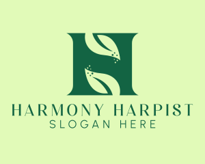 Green Herbal Letter H logo design