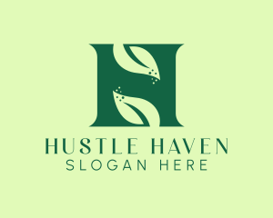 Green Herbal Letter H logo design