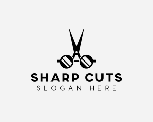 Scissors Sunglasses Barber logo design