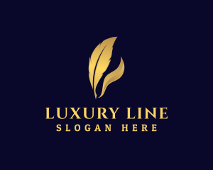 Luxury Feather Quill Pen logo design